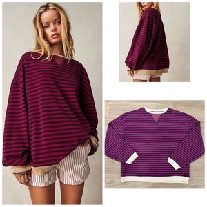 Free People Classic Striped Oversized Crewneck